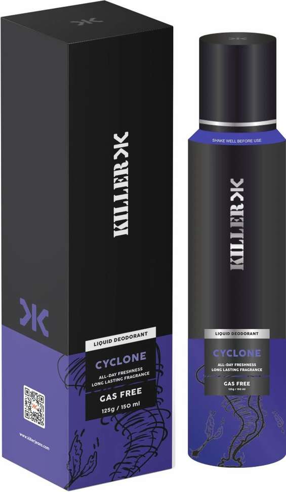 KILLER Cyclone No Gas Deodorant Body Spray – For Men (150 ml)