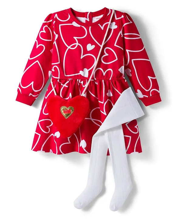 Babyhug Cotton Woven Full Sleeves Frock & Legging