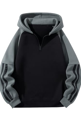 FN3 Half Zipper Color Block Hooded Sweatshirt for Men