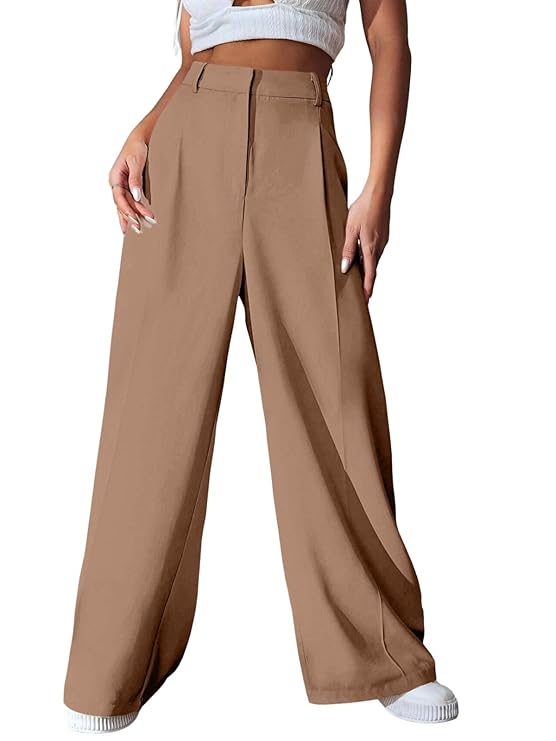 GRECIILOOKS Women High Rise High Waist Trousers