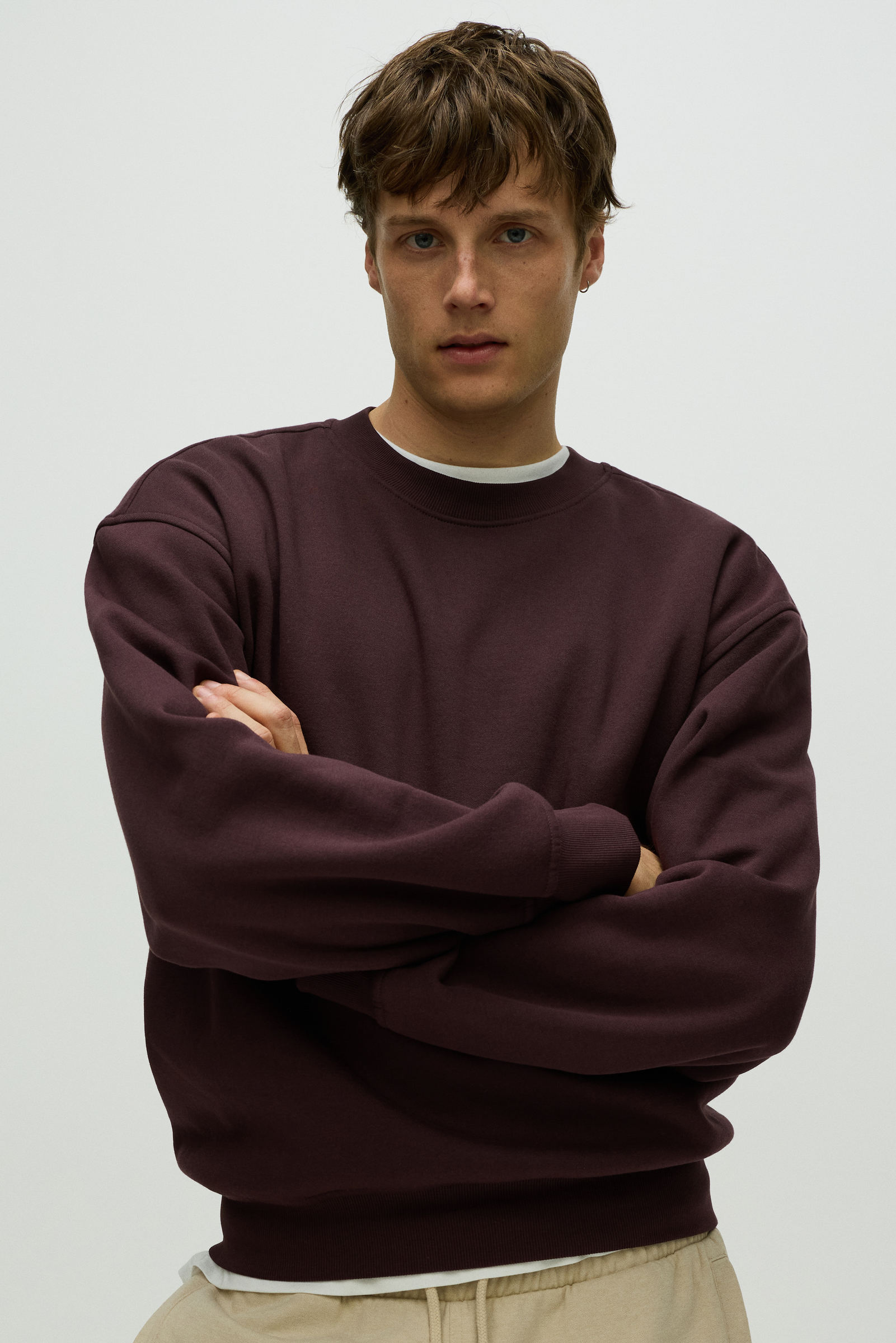 H&M Men Purple Loose Fit Sweatshirt