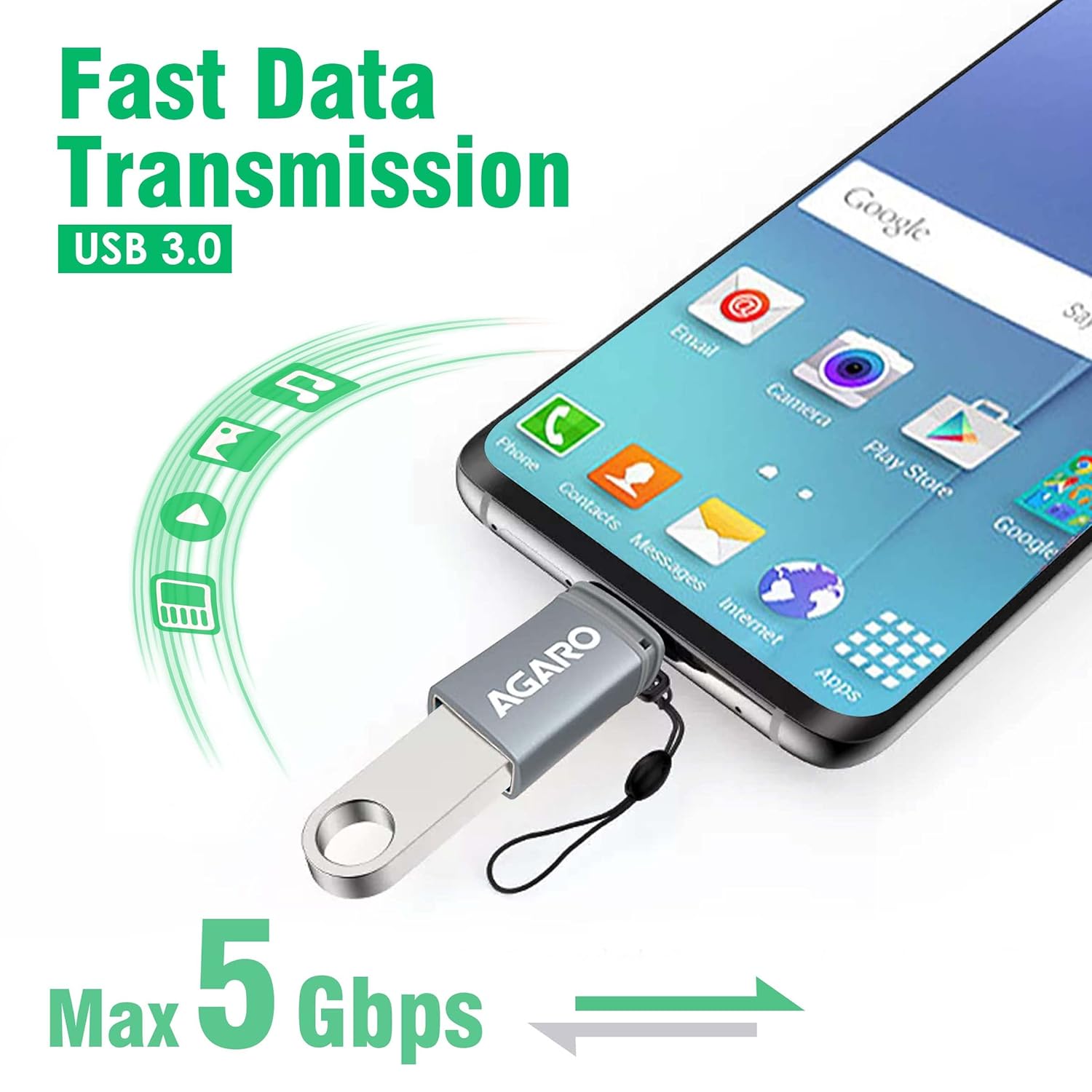 AGARO Blaze USB 3.0 to Type C OTG Adapter, Compatible with Thunderbolt to USB Adapter, Laptops Including MacBook Pro, Air and All Type-C Devices, Portable and High-Speed Data…