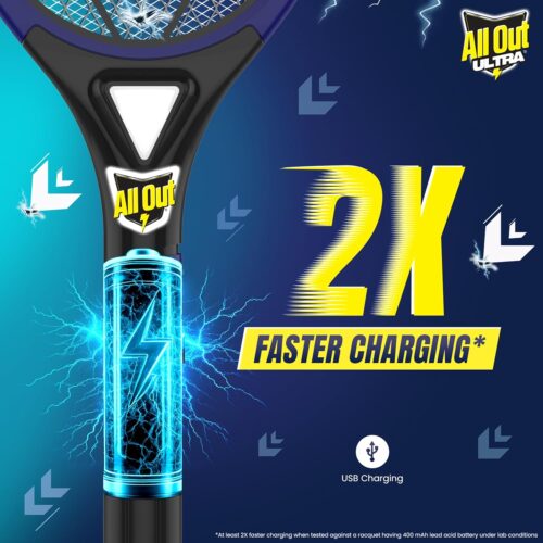 All Out Mosquito Kill Racquet | 2X Faster Charging* | Mosquito Bat | Racket to Kill Mosquitoes Instantly | 6 Months Warranty | Long Lasting Battery | Recommended by Indian...