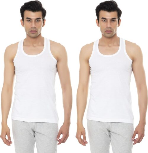 Amul Comfy Men's Cotton Scoop Neck Sleeveless Vest - Pack of 2 (#Comfy-RN)