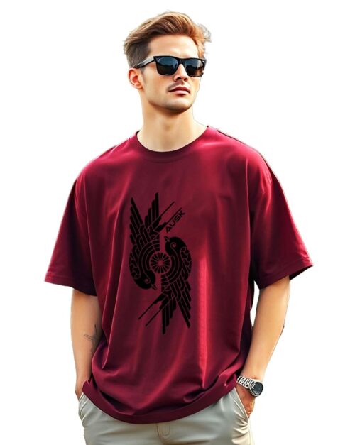 AUSK Mens Loose Fit Oversized Printed Cotton T-Shirts