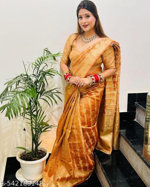 Banarasi soft tissu wrinkle saree