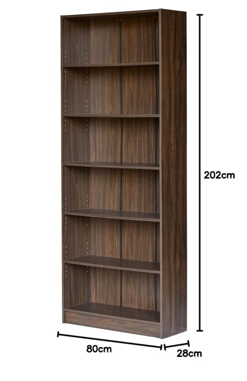 DeckUp Muvo 6-Shelf Engineered Book Shelf and Display Unit (Walnut, Matte Finish)