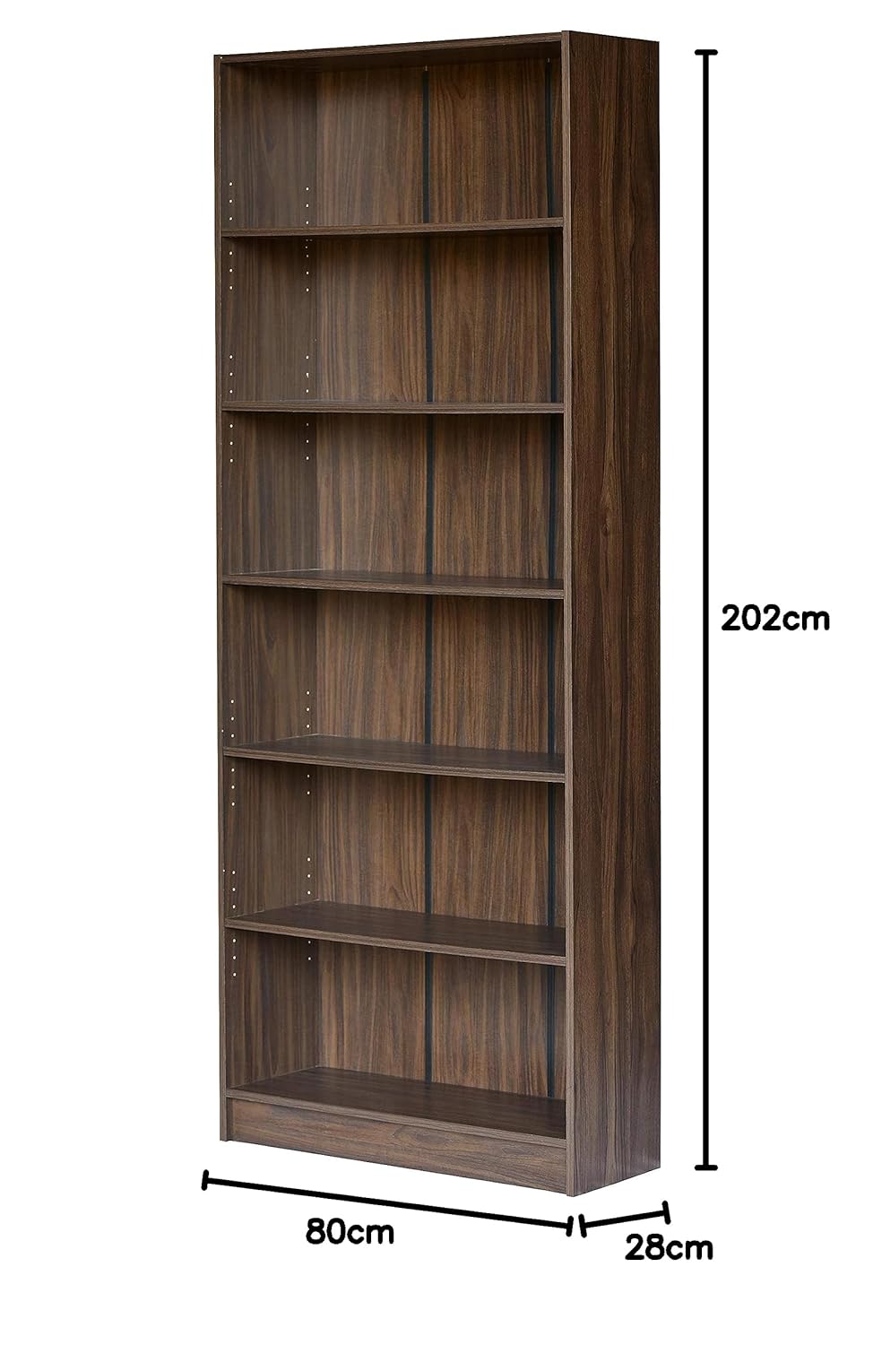 DeckUp Muvo 6-Shelf Engineered Book Shelf and Display Unit (Walnut, Matte Finish)