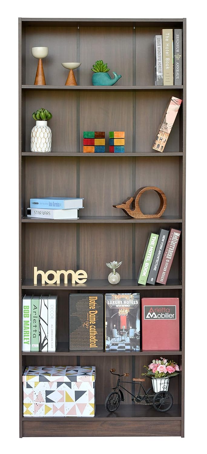 DeckUp Muvo 6-Shelf Engineered Book Shelf and Display Unit (Walnut, Matte Finish)