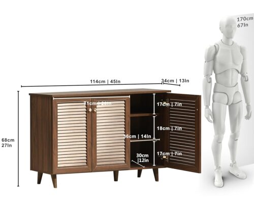 DeckUp Noordin 3-Door Engineered Wood Shoe Rack (Walnut, Matte Finish)