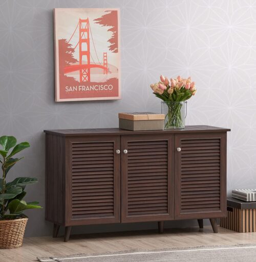 DeckUp Noordin 3-Door Engineered Wood Shoe Rack (Walnut, Matte Finish)