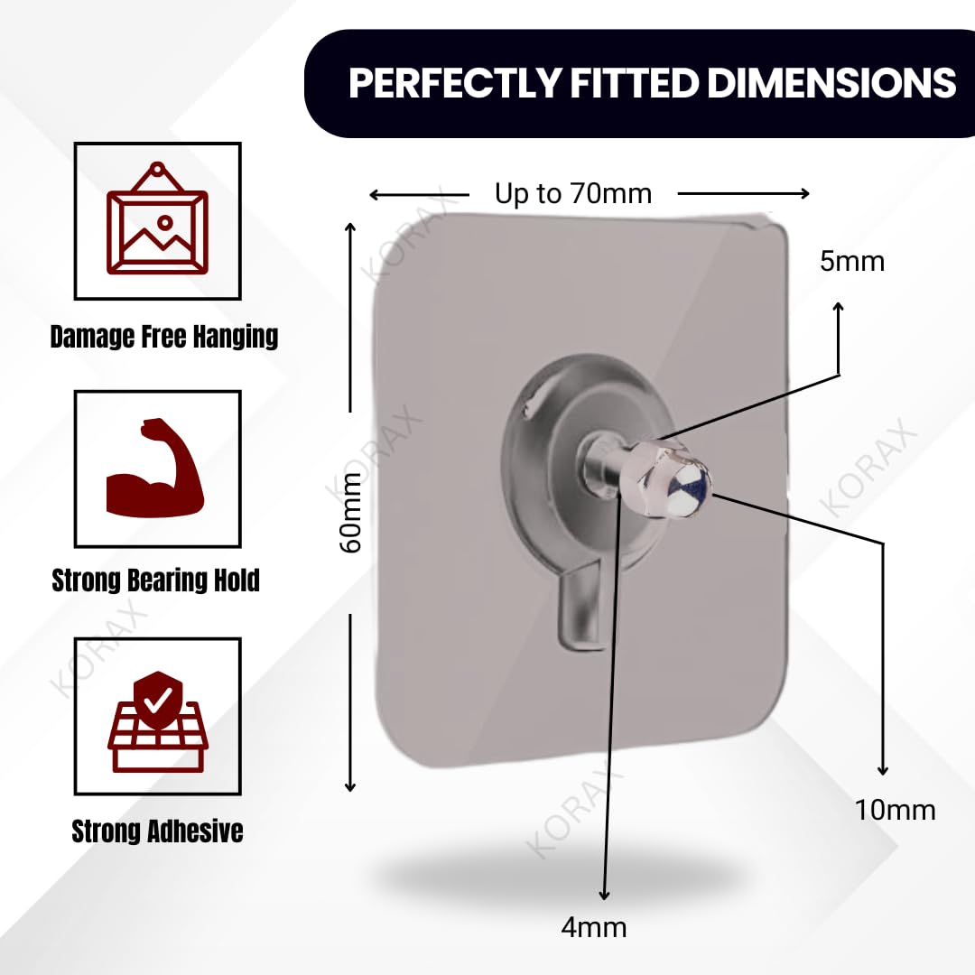 KORAX Self Adhesive Hooks for Hanging Kitchen Accessories – Wall Hooks for Bathroom Accessories Without Drill – PVC Wall Hooks – Heavy Duty Sticker Hooks for Walls (Screw Hook, 20)