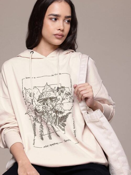 Roadster Women Full Sleeve Printed Hooded Sweatshirt