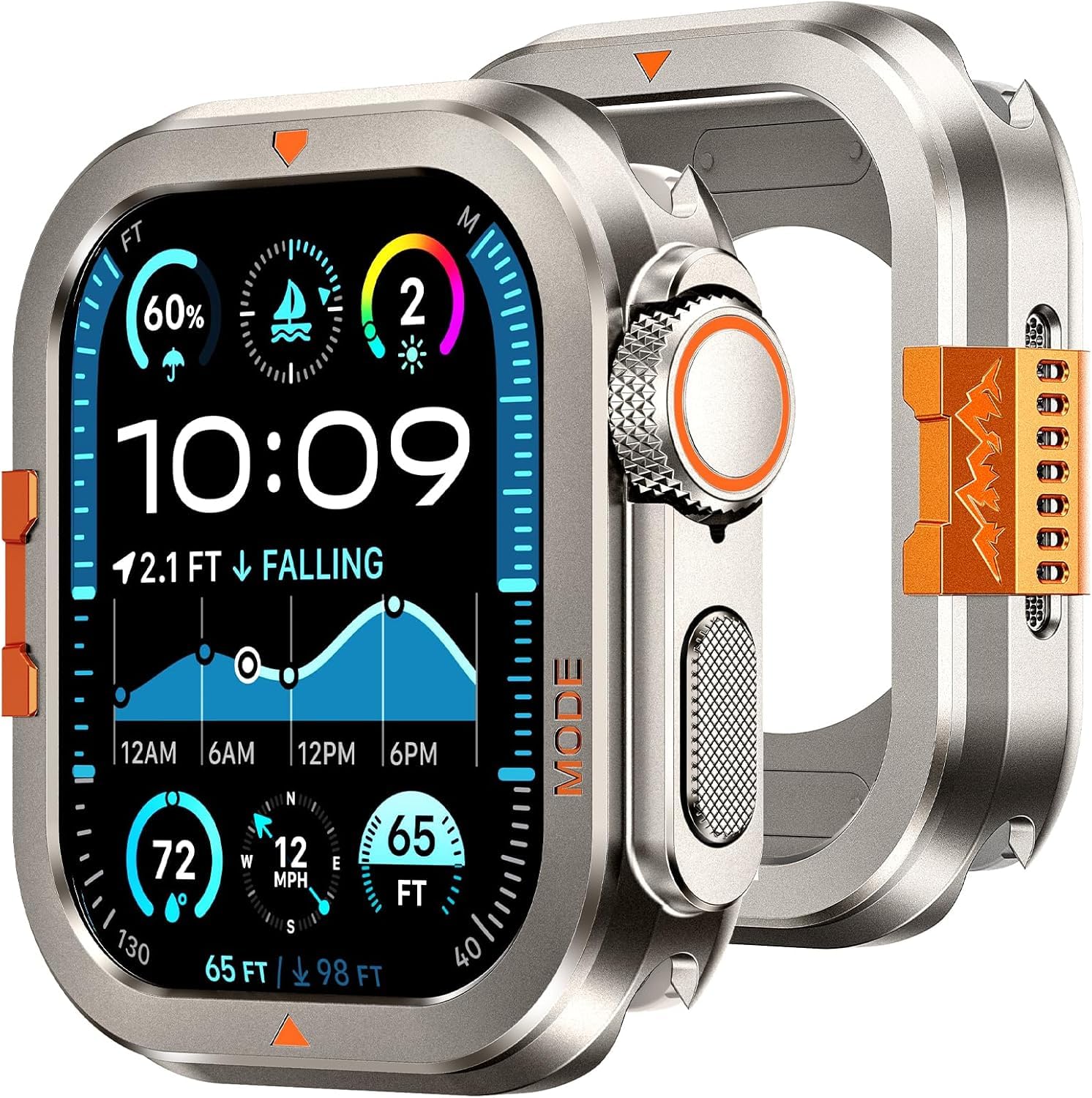 Luxury Designer Rugged Metal Case Compatible with Apple Watch Series 10 46mm| Stainless Steel Shockproof Protective Bumper Cover Case | Titanium