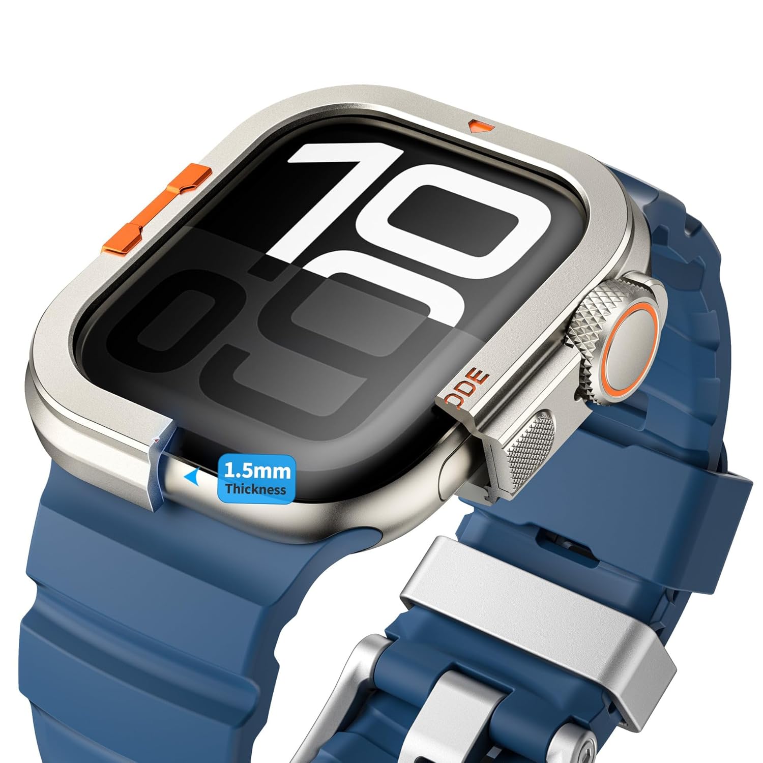 Luxury Designer Rugged Metal Case Compatible with Apple Watch Series 10 46mm| Stainless Steel Shockproof Protective Bumper Cover Case | Titanium