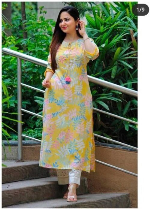 Women Printed Viscose Rayon Straight Kurta