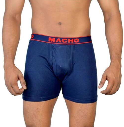 Macho Men's Long Cotton Fine Trunk Pack of 3 (Multi Color), 95 cm