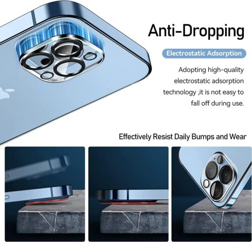 ( PACK OF 2 Camera Lens Protector for IPHONE 14, 15, 16 PRO / 14, 15, 16 PRO MAX (TRANSPARENT) UHD 9H Camera Glass, Scratch and Drop Resistant.