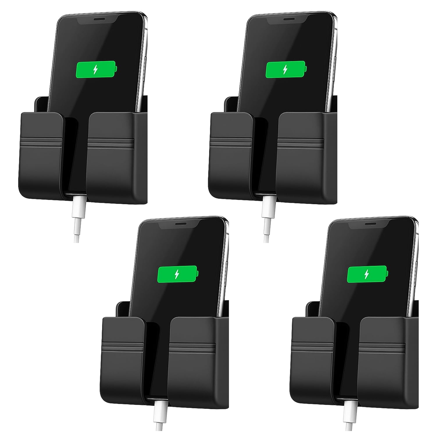 SHITHI Mobile Phone Charging & Remote Holder – Adhesive Phone Stand for Wall, Socket Organizer for iPhone, Android | Cable Management Shelf for Bedroom, Kitchen & Office (Pack…