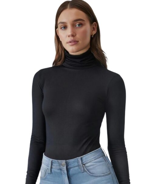 SIGHTBOMB SKIMS SOFTLINE Ruched HIGH Neck Long Sleeve Cuddle Baby Tee, Feather Touch Afford LUX Limited Edition Microfiber TOP for Women