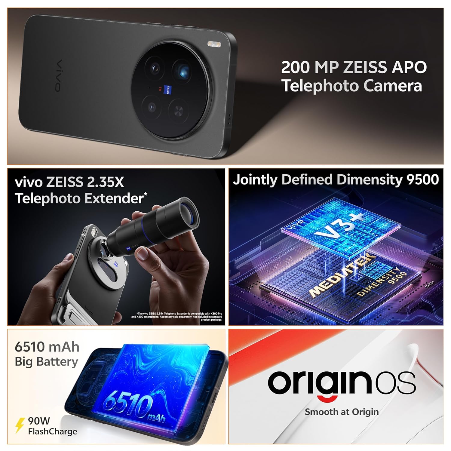 vivo X300 Pro 5G (Elite Black, 16GB RAM, 512GB Storage) with No Cost EMI/Additional Exchange Offers