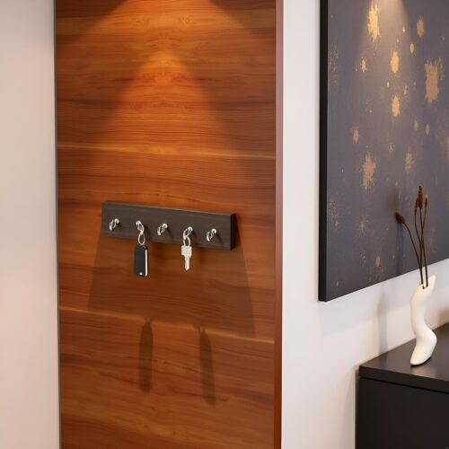 Wooden Key Holder for Wall with 5 Hooks | Key Hanger, Organizer & Rack Shelf | Multipurpose Key Stand for Home, Office, Shop & Wall Decor – Stylish Wooden Key Chain Holder