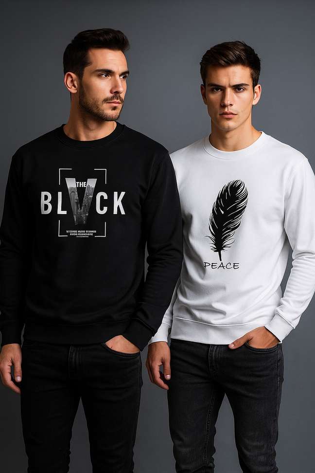 Vimsan Creation Printed Men Black, White T-Shirt