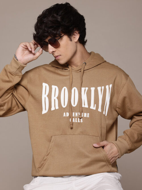 Roadster The Lifestyle Co. Men Printed Hooded Relaxed Fit Sweatshirt