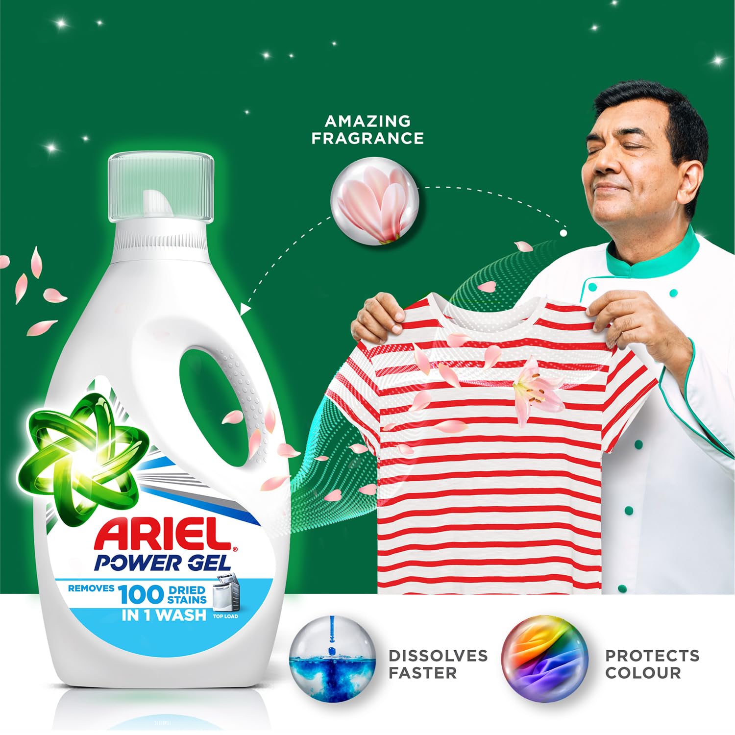 Ariel Power Gel Liquid Detergent for Top Load & Semi Auto – 3.2g | Removes 100 Dried Stains in 1 Wash | Faster Dissolving | Long-Lasting Fragrance | Color Protection | At the…