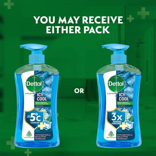 Dettol Icy Cool Body Wash and Shower Gel Pump for Men | Goodness of Salicylic Acid | Menthol Freshness | 500ml