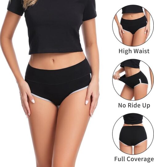 DIVING DEEP Womens Breathable 100% Hipser Regular & Plus Size Underwear | Cotton Brief | High Waist Full Coverage Tummy Controller | High Rise Underpants Womens Panties - (Pack...