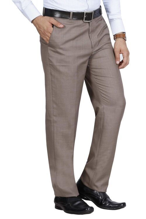 McHenry Men's Solid Formal Regular Fit Stretchable Wrinkle Free PolyViscose Trousers