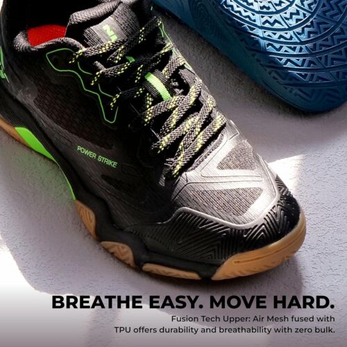 Nivia Powerstrike 4.0 Badminton Shoes for Men | Breathable Air Mesh with Fusion Technology Upper| Best Non Marking Multidirectional Herringbone Structure
