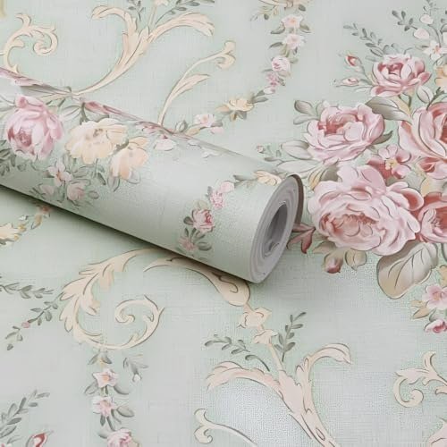 Light Green Floral Wallpaper Roll