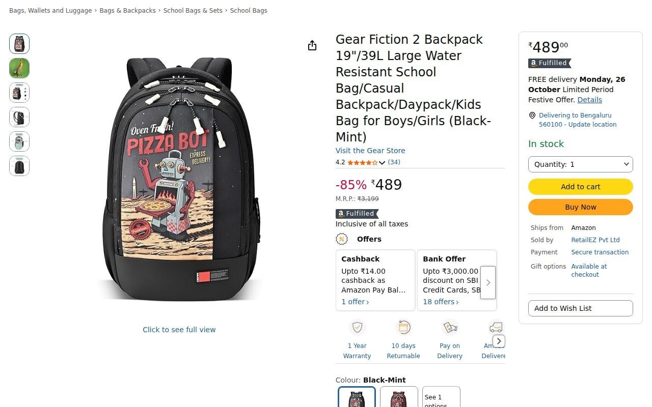 Gear Fiction 2 Backpack 19″/39L Water Resistant